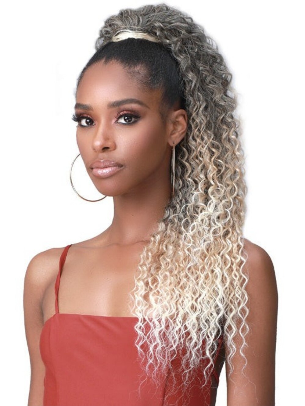 Bobbi Boss Human Hair Blend Tress Up Ponytail WATER WAVE 28" TNAT/27613